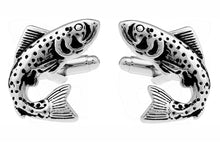 Salmon Trout Angling Fishing Rod Silver Fish Gift Cufflinks  by CUFFLINKS DIRECT