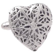 Elegant Heart Locket Keep Sake Silver Rhodium Wedding Cufflinks Direct