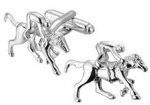 3D Silver Race Horse and Jockey Cufflinks (Ascot Aintree Racing)