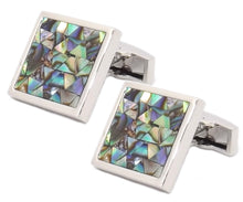 Multi Coloured Abalone Shell Mosaic Square Mens Gift Cufflinks by Cufflinks Direct