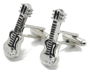3D Stylish Silver Musical Groupie Cufflinks Drum Electric Guitar Music Cufflinks Direct