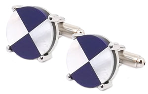 Blue & White Mother of Pearl Mens Wedding Gift Cuff links by CUFFLINKS.DIRECT