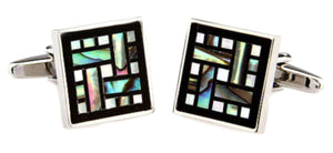 Unique Abalone Shell & Black Onyx Square Mens Wedding Gift by CUFFLINKS DIRECT
