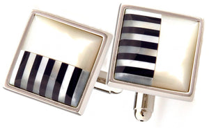 Black & White Mother of Pearl Piano Keys Mens Gift Cufflinks by CUFFLINKS.DIRECT