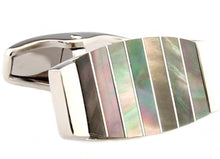 Mother of Pearl Striped Rectangle Mens Gift Cufflinks by CUFFLINKS.DIRECT