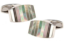 Mother of Pearl Striped Rectangle Mens Gift Cufflinks by CUFFLINKS.DIRECT