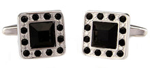 Black Tie Square Black crystal & Silver Man Gift Cuff links by CUFFLINKS DIRECT