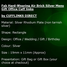 Fab Hard-Wearing Air Brick Silver Mens Gift Office Cuff links - CUFFLINKS DIRECT