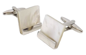 Modern Square White Mother of Pearl mens gift wedding cufflinks CUFFLINKS DIRECT