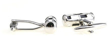 New Silver, Black and White Check Cylinder Enamel Cufflinks