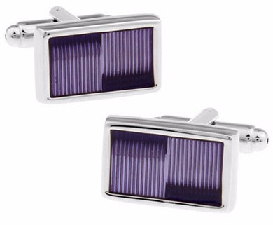 Modern Violet Purple Rectangle Enamel Cufflinks   by CUFFLINKS.DIRECT