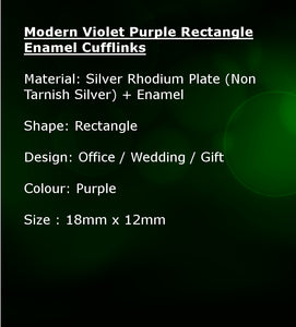 Modern Violet Purple Rectangle Enamel Cufflinks   by CUFFLINKS.DIRECT