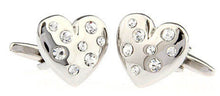 Quality Crystal & Silver Love Heart Cufflinks Mens wedding Gift