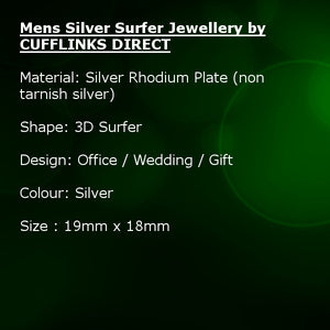 Mens Silver Surfer Surfing Surf Board Jewellery Cuff links by CUFFLINKS DIRECT