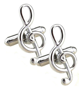 Silver Sheet Music Treble G Clef Design Mens Gift Cuff links by CUFFLINKS DIRECT