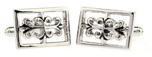 Unique Rectangle Gothic Inspired Silver Rhodium Cufflinks by CUFFLINKS DIRECT