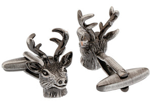 3D Highly Detailed Gun Metal Reindeer Deer Cufflinks