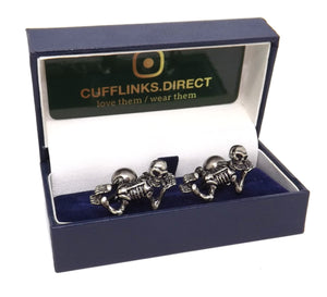 Gothic Skeleton Skull, Ball and Chain Mens Gift Cuff Links By CUFFLINKS DIRECT