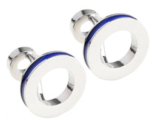 Abstract Blue Enamel & Silver Mens Gift Wedding Cuff Links by CUFFLINKS DIRECT