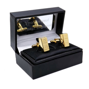 Gold Bullion Bar Cuff Links (Gold Plated) Mens Gift By CUFFLINKS DIRECT
