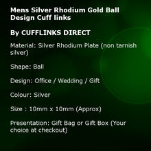 Mens Silver Rhodium Golf Ball Design Cuff links by CUFFLINKS.DIRECT