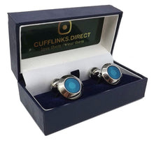 Quality Executive Blue Enamel Mens Gift double Cuff links by CUFFLINKS DIRECT