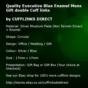 Quality Executive Blue Enamel Mens Gift double Cuff links by CUFFLINKS DIRECT