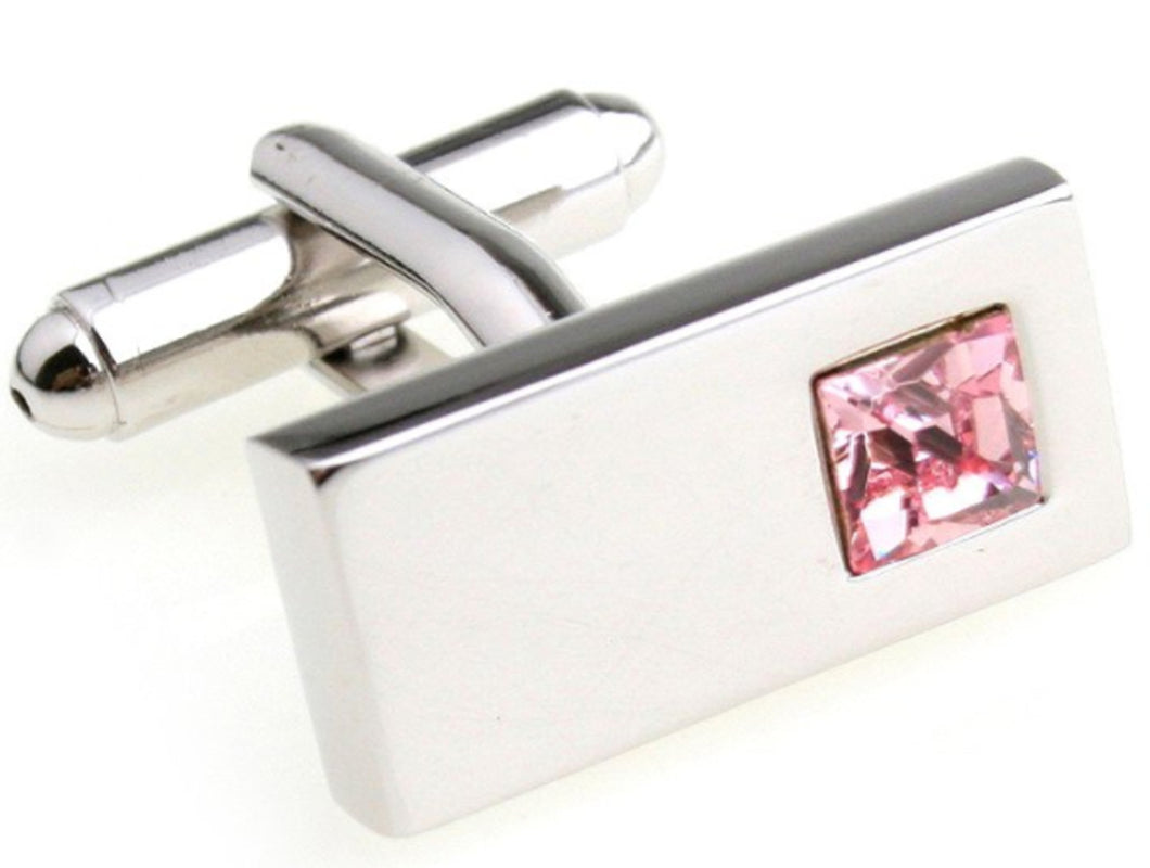 Beautiful Pink Crystal Design Mens Wedding Gift Cuff links by CUFFLINKS DIRECT