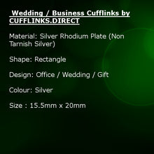 Men Business Shirt Silver Cufflinks Rectangle Wedding Cuff Links Stainless Steel
