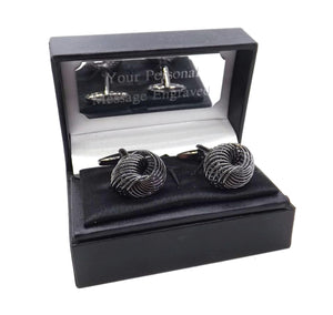 Dark Grey Black never Ending Knot Mens Wedding Gift cufflinks by Cufflinks Direct