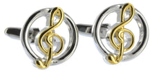 Silver and Gold Sheet Music Treble G Clef Mens Gift Cuff links by CUFFLINKS DIRECT