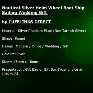 Nautical Silver Helm Wheel Boat Ship Sailing Wedding Gift by CUFFLINKS DIRECT