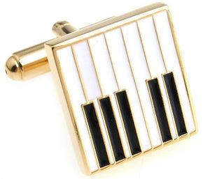 Black and White Piano Keys in Gold Plate Mens Gift Cufflinks by CUFFLINKS.DIRECT