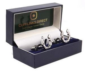 Lucky Horseshoe Silver Shirt Cufflinks (Racing Horse Shoe Gift) CUFFLINKS.DIRECT