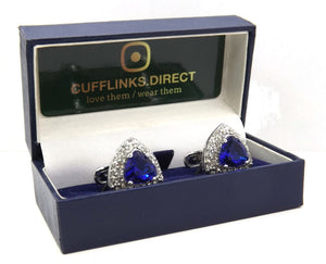 Triangle Cufflinks with Sapphire Blue Swarovski crystal gift by CUFFLINKS DIRECT