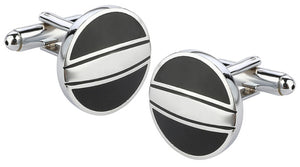 Silver and Black Enamel Mens Gift french double Cuff links by CUFFLINKS.DIRECT