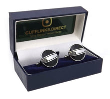 Silver and Black Enamel Mens Gift french double Cuff links by CUFFLINKS.DIRECT