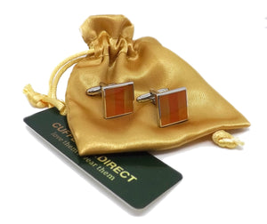 Modern Orange Square Enamel Mens Groom Wedding Gift Cufflinks - CUFFLINKS DIRECT