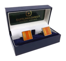 Modern Orange Square Enamel Mens Groom Wedding Gift Cufflinks - CUFFLINKS DIRECT