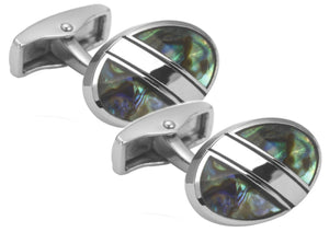 Multi Coloured Abalone Shell Oval Mens Cufflinks in bag or box CUFFLINKS.DIRECT