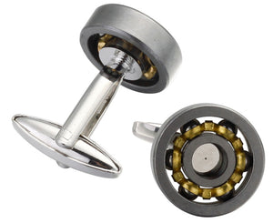 Functioning Brass and Tungsten Ball Bearing Engineering Gift Cuff links