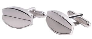 Silver Plain Coffee Bean Style Mens Gift Cuff Links By CUFFLINKS DIRECT
