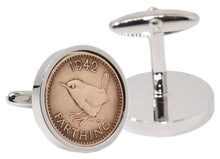 1942 Farthing Coins Set in Silver Setting Mens Gift Cuff Links by CUFFLINKS DIRECT