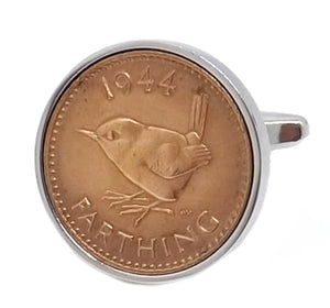 1944 Farthing Coins Set in Silver Setting Mens  Gift Cuff Links by CUFFLINKS DIRECT