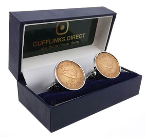 1944 Farthing Coins Set in Silver Setting Mens  Gift Cuff Links by CUFFLINKS DIRECT