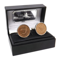 1950 Farthing Coins Set in a Silver Rhodium Plate Setting Mens Gift Cuff Links by CUFFLINKS DIRECT