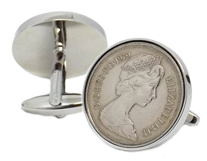 1979 Five Pence Coins Set in Silver Setting Men 40 Years Gift cufflinks - CUFFLINKS DIRECT