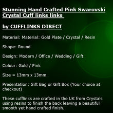 Stunning Hand Crafted Pink Swarovski Crystal Cuff links links - CUFFLINKS DIRECT