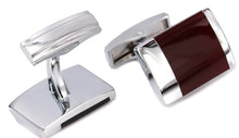 Mahogany Red Enamel & Silver Mens Gift Office Cuff Links by CUFFLINKS DIRECT