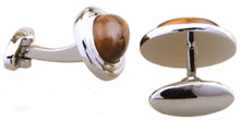 High Quality Natural Tiger Eye Stone Inlay Oval Cuff links by CUFFLINKS DIRECT